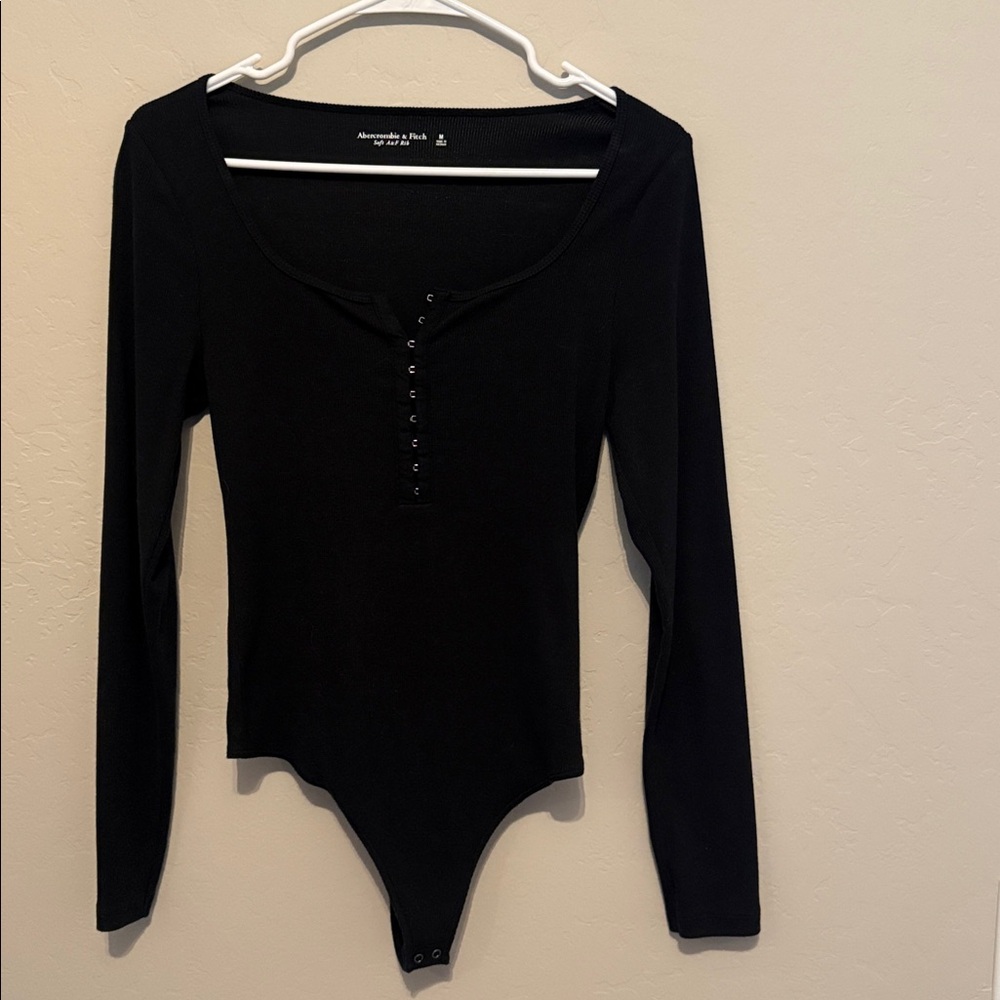 Abercrombie & Fitch Black Buttoned Bodysuit